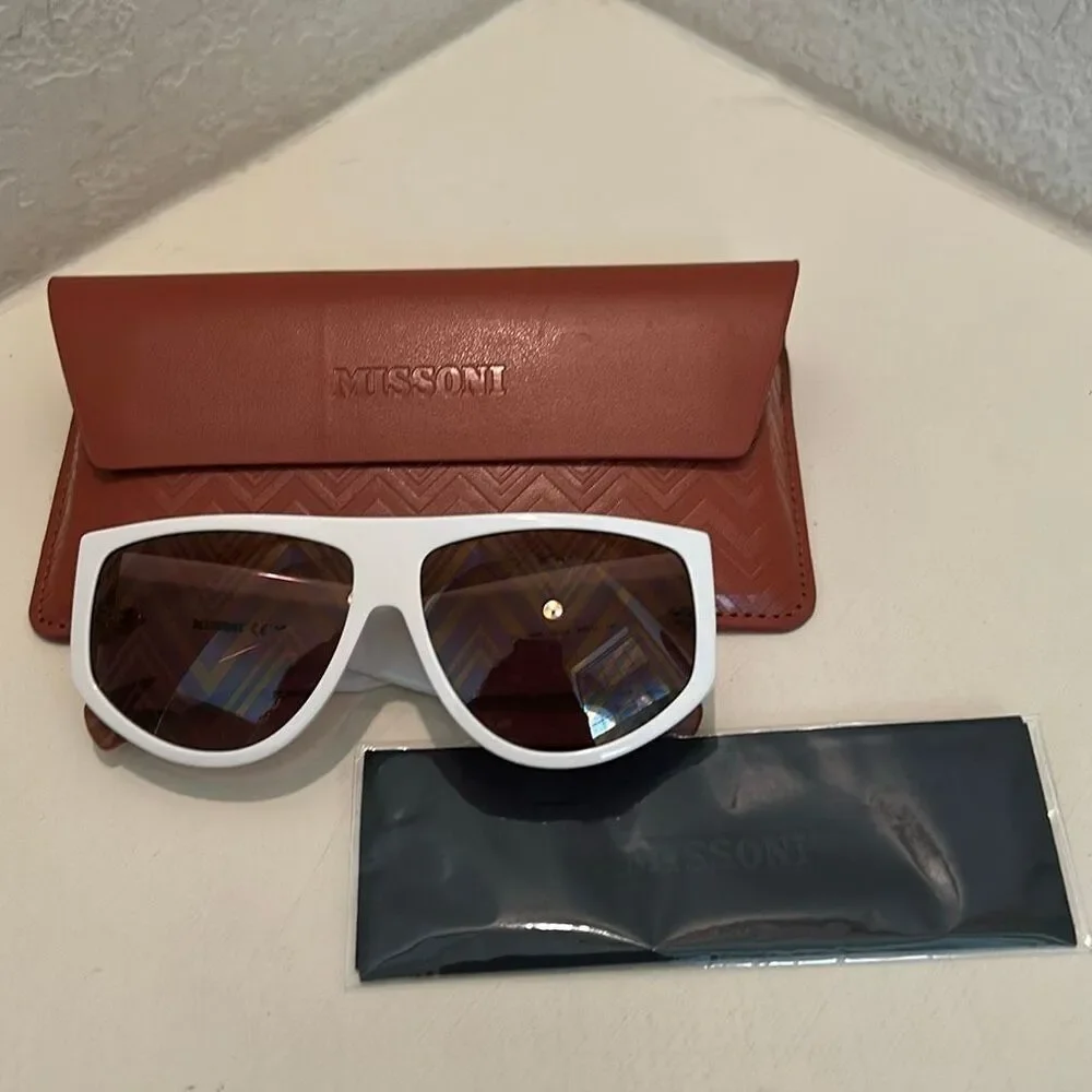 MISSONI MIS 0165/S Sunglasses Ivory White Chunky Wide Frame Y2K Celeb Style NEW